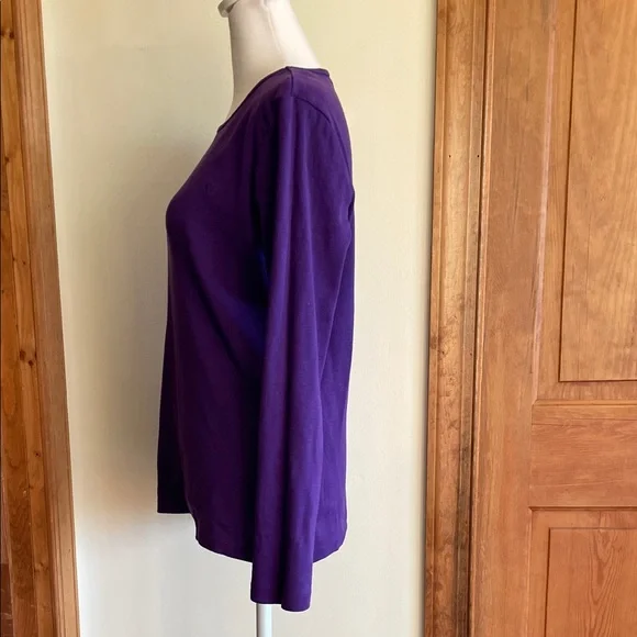 RALPH LAUREN Deep Purple Knit Pullover Crew Neck Tee Top M - Picture 10 of 16